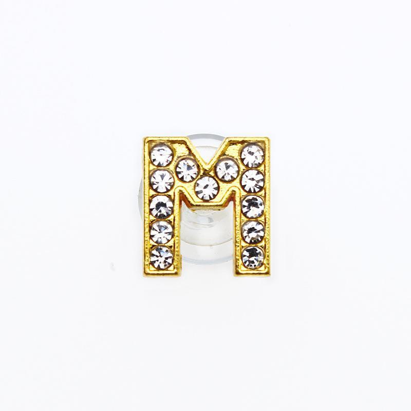 1Pcs Gold Letters Metal Shoe Charms Crystal Diamond Alloy Charms Shoes Accessories Buckle High Quality Shoes Decoration