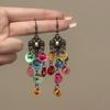 Exotic high-end fringed earrings, niche retro ethnic style earrings, French heavy industry bohemian earrings.
