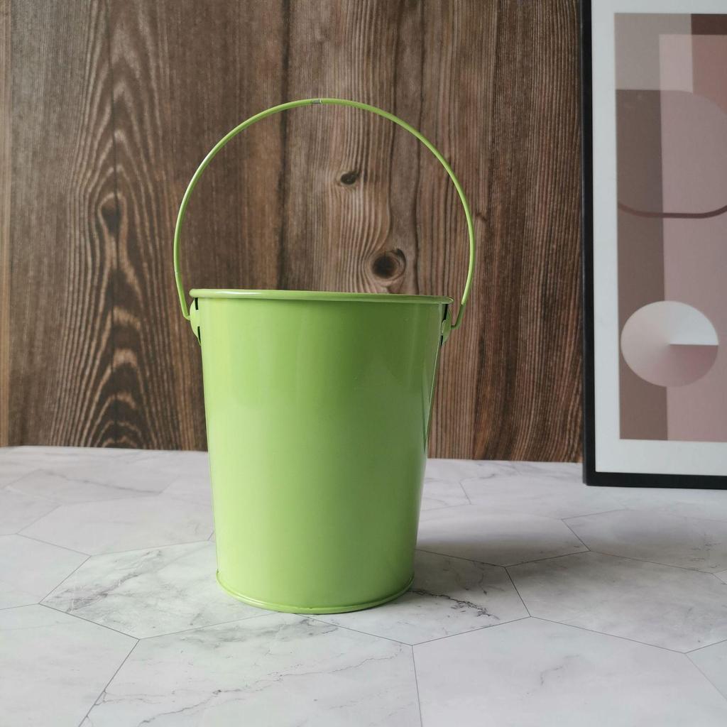 Tin Flower Pot with Hemp Rope Succulent Holder - European Pastoral Wrought Iron Bucket