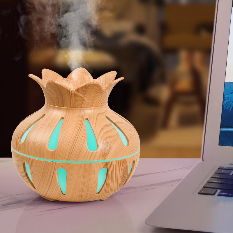 Lotus Hollow Humidifier, Colorful Night Light Aromatherapy Machine, Atomizer, USB Home Desktop Humidifier, Water Replenishing De
