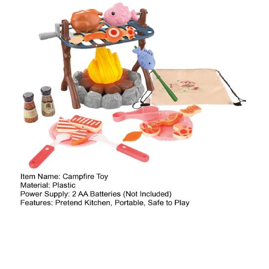 40Pcs/Set Campfire Play Food Toy Indoor Outdoor Kids Simulation Camping BBQ Picnic Cooking Accessories Playset Toddler Pretend Kitchen Toy