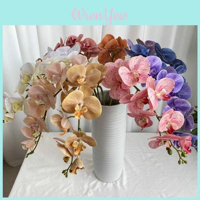9-Köpfige 3D Französische Phalaenopsis Künstliche Blumen für Hochzeit Heimdekoration Hotelarrangement