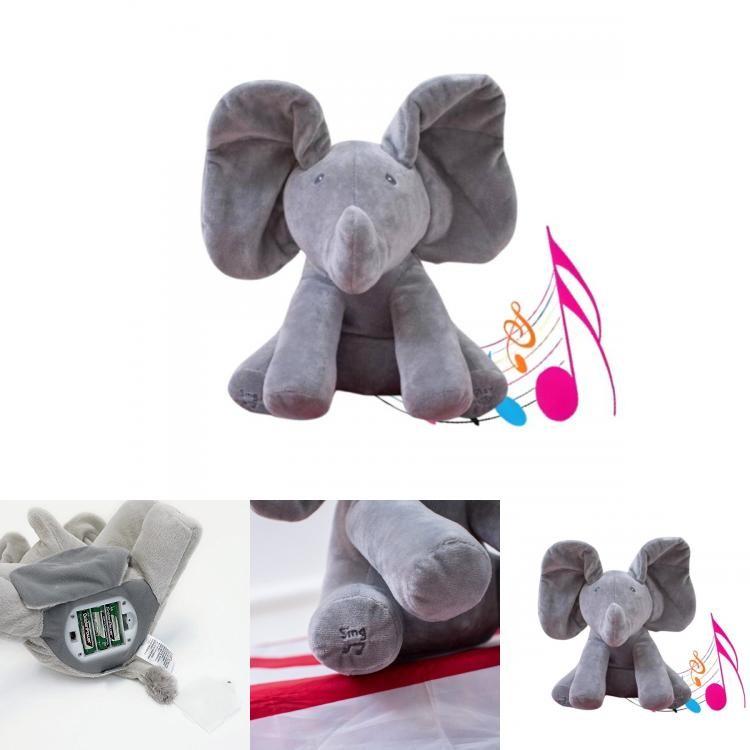 Elephant Hide And Seek Singing Plush Toy With Pp Cotton Filling For Kids Playtime
