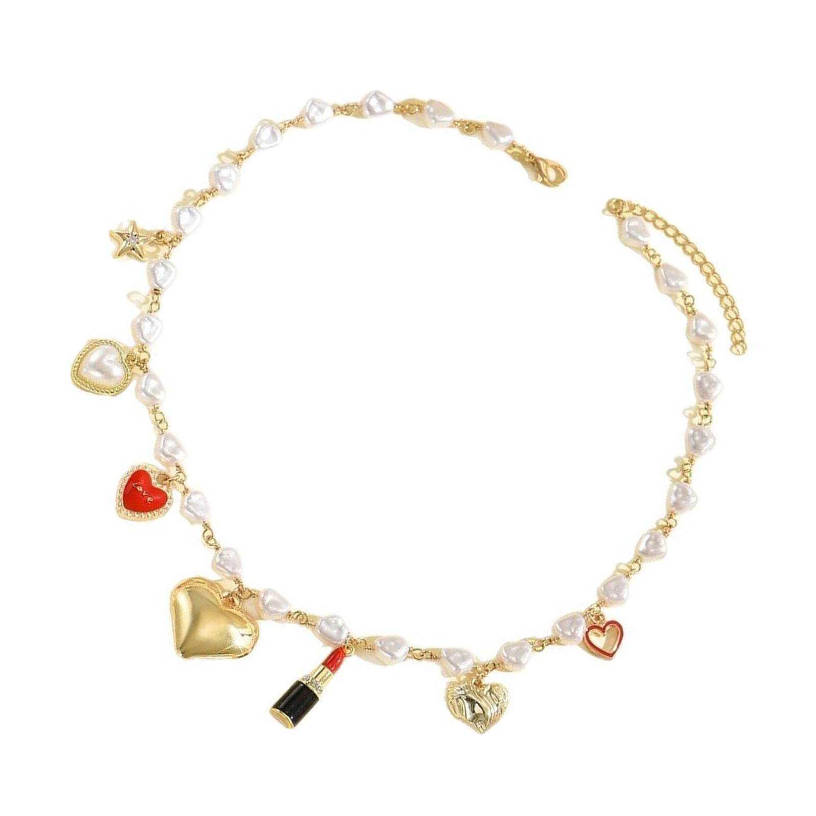 

Elegant Double Layer Heart or Flower Pendant Necklace Featuring Faux Pearls And Adjustable Chain For Young Women T1