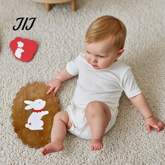 Photography Setting Props Rustic Wooden Wall Stickers, Nordic Rabbit Goose Decor, Cute Forest Animal Decor Art for Kids Bedroom Nursery Prop