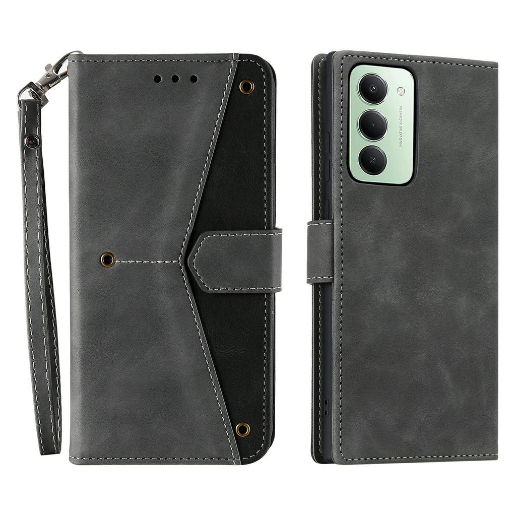 For Xiaomi Redmi 15 5G (Global) (169mm) Leather Case Splicing Stitching Wallet Phone Cover with Wrist Strap