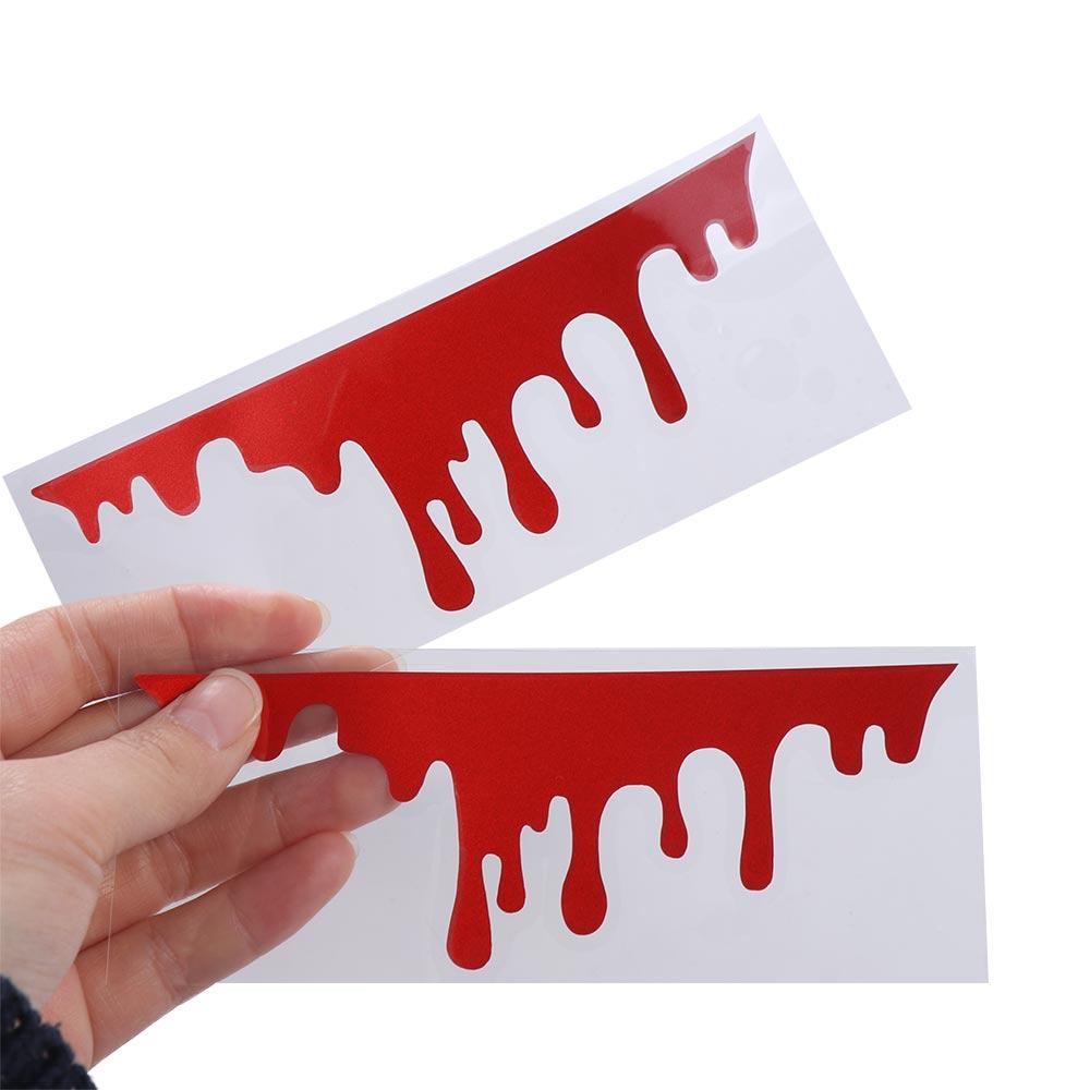 Halloween Car Red Blood Drips Stickers PET Dripping Blood Vinyl Decal Window Trunk Bumper