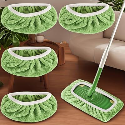 Reusable Mop Replacement Pad Set (4pcs Green), Washable & Durable, High Absorbency for Dry/Wet Cleaning, All - Season Mop Accessories