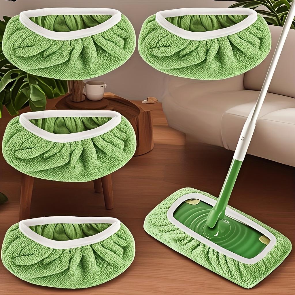 Reusable Mop Replacement Pad Set (4pcs Green), Washable & Durable, High Absorbency for Dry/Wet Cleaning, All - Season Mop Accessories