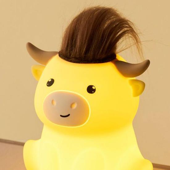 Highland Cow Night Light Soft Silicone Touch Lamp Dimmable Bedside Lamp for Kids Nursery Bedroom Farmhouse Rustic Western Decor