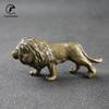 Antique Bronze Male Lion King Statue Small Ornaments Solid Copper Mountain Lions Miniature Figures Brass Sculpture Crafts Decor