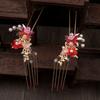 Zinc Zinc Alloy Bridal Headwear Tassel Earrings Hairpin Set Jewelry Wedding Hair Sticks  Girl