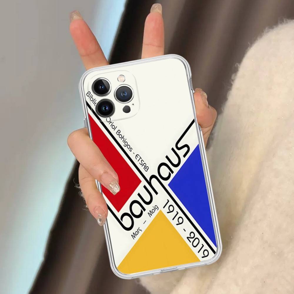 Abstract B-Bauhaus Geometric Art Transparent Phone Case For IPhone 16 15 14 13 12 11 Pro Max Plus Soft Cover