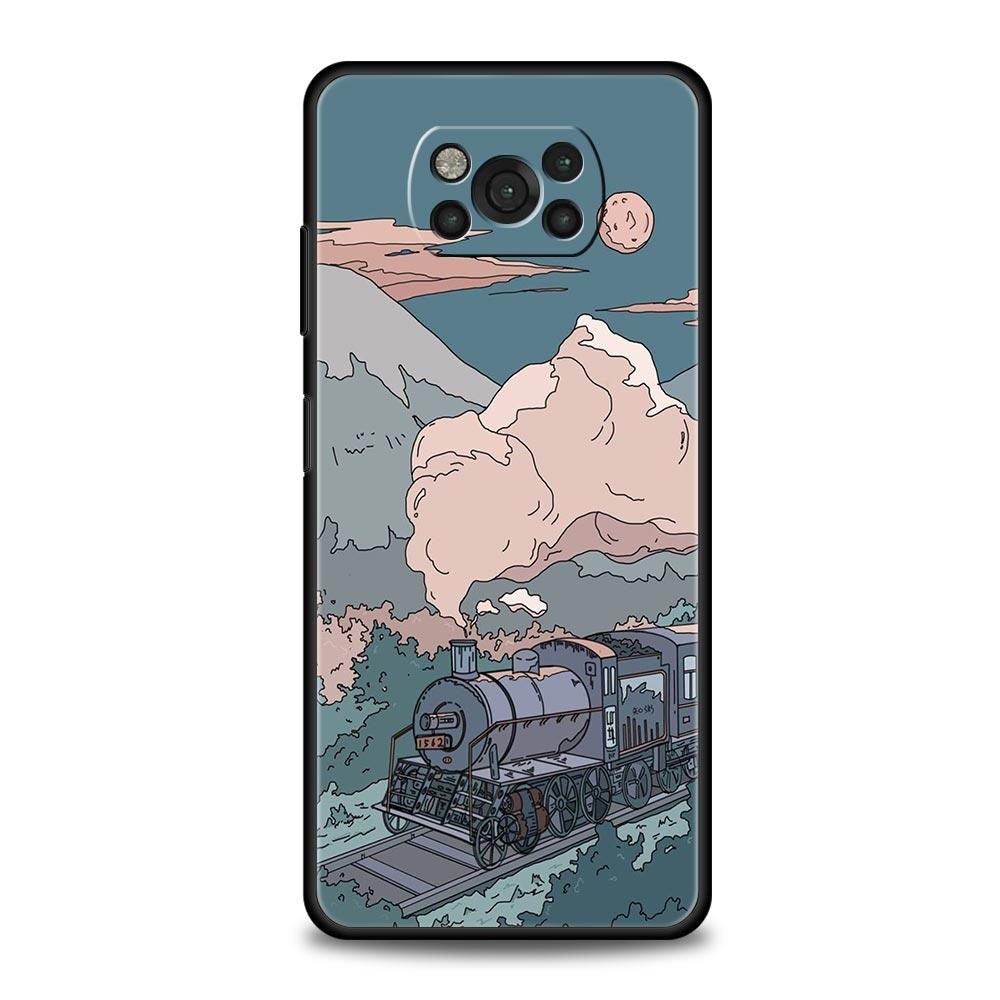 Japan Sunset Scenery For Xiaomi Poco X5 Pro Soft Phone Case For Poco X4 X3 NFC F5 Pro F4 F3 GT M5 M4 Pro 5G M3 C51 C50 C55 Cover