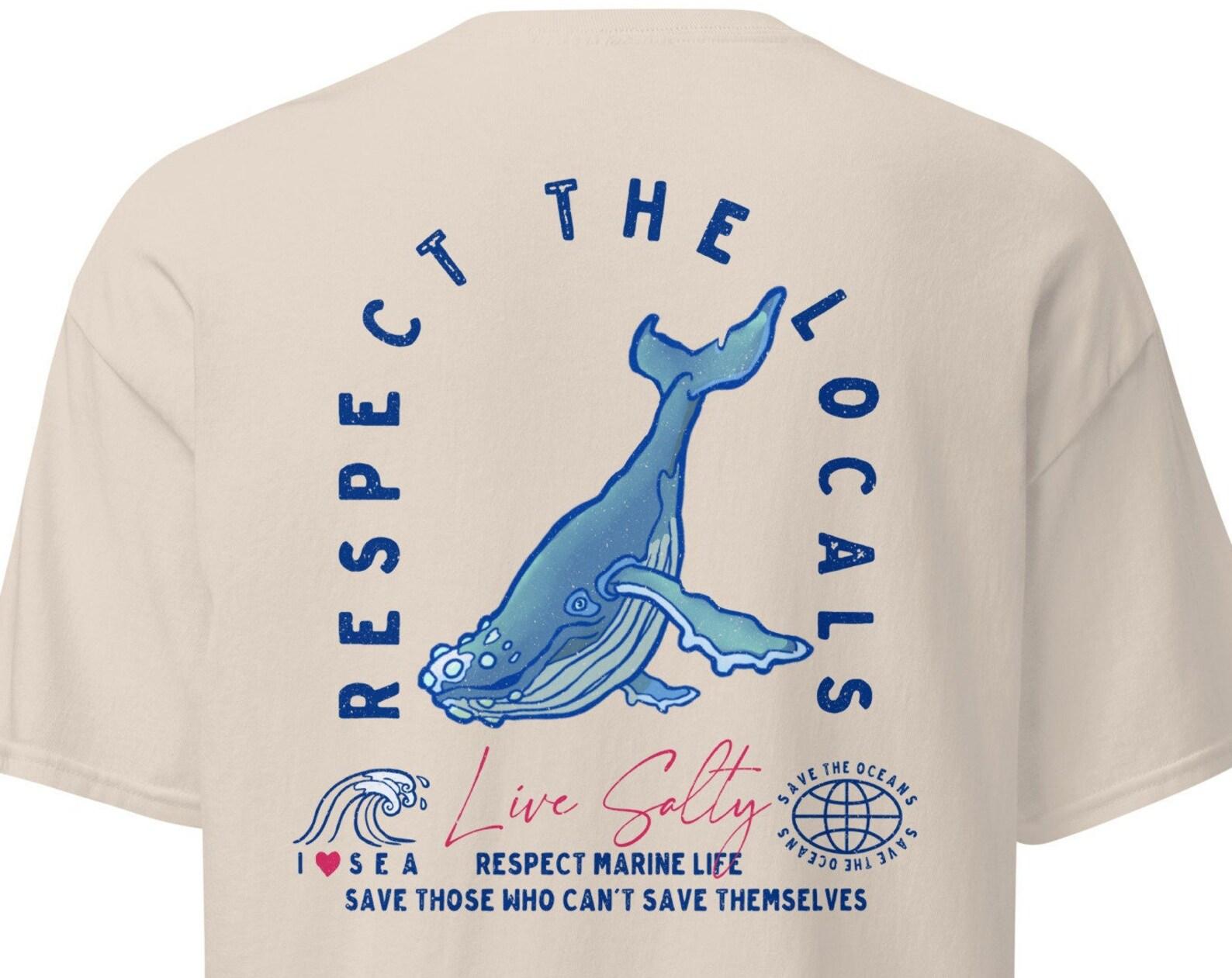 Humpback Whale Shirt, Respect Locals, Marine Life Tee L