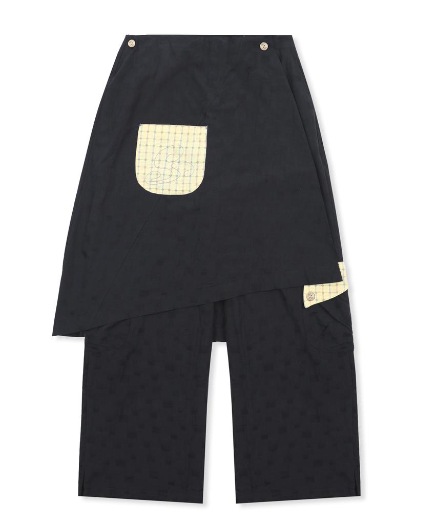 RuNaKi'Hu' Wxp092 Sukeru Kokoro Linen Layered Pants (Black)