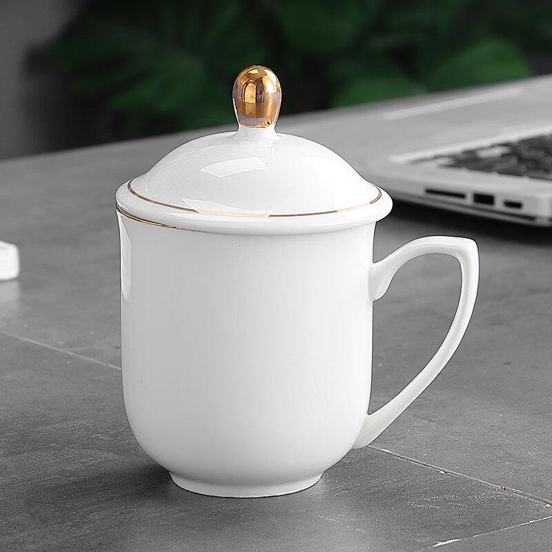 Jingbaodi Gold Rim Ceramic Hotel Mugs