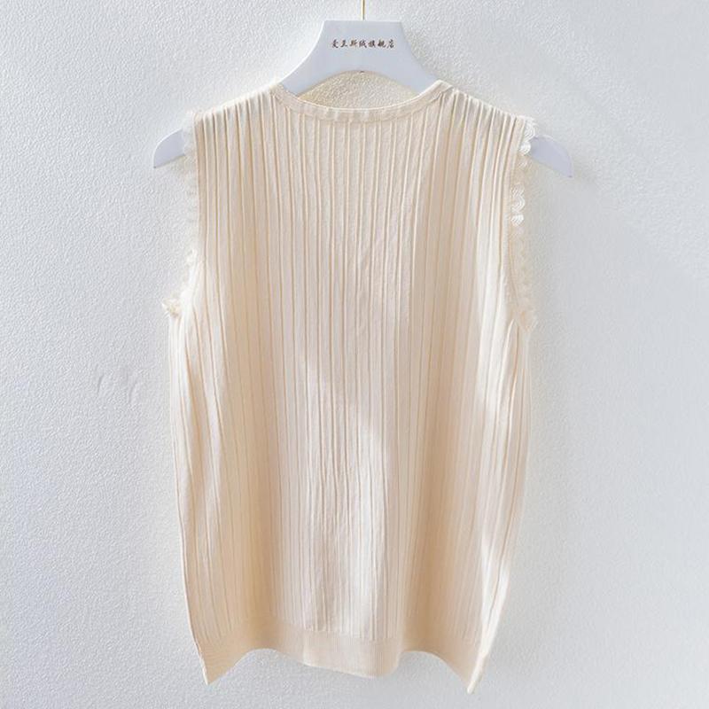 Camisole Women's Inner Suit Bottoming Loose White Outer Wear Knitted Sweater Sleeveless T-shirt Vest Summer
