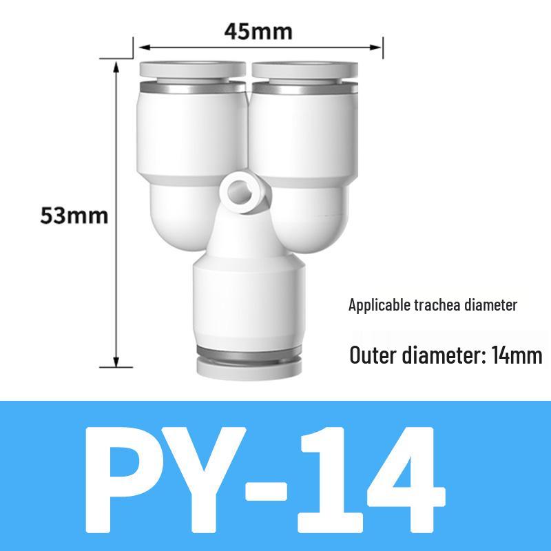 Pneumatic Quick Connect Tee, White Plastic, Straight Push-in, Sizes: 4-16mm