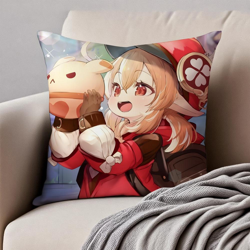 mmiHoYo KKlee GGenshin Impact Cushion Cover Pillowcase Antidustmite Invisible Zipper Short Plush Sofa Cushion