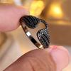 Luxus Damen Zirkonstein Schwarzgold Farbe Hochzeit Versprechen Liebe Verlobungsringe Für Damen