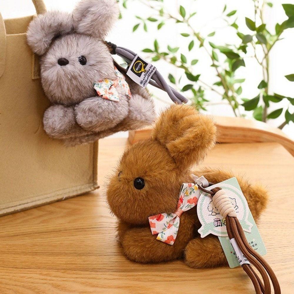 Plush Material Plush Bow Rabbit Keychain Decoration Bunny Bag Pendant Stuffed Keychain  Couple