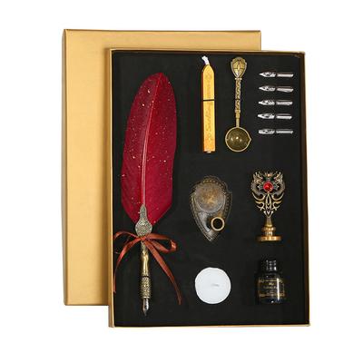 Vintage-Feder- und Tintenset, glitzernder Federkiel, Füllfederhalter, Kalligraphie, Dip-Pen zum Schreiben