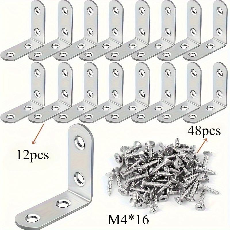 Stainless Steel L-Bracket Set - 1.57x1.57 Inch Angle Iron Fixtures for Wood Shelves, Chairs, Tables, Dressers
