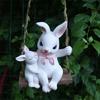 Lovely Mother And Baby Rabbit Easter Swing Ornament Durable Resin Rabbit Swing Home Decors For Year Round Display