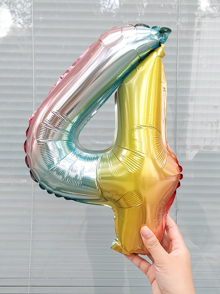 16-tums Regnbågsfärgad Sifferballong för Baby's Första Födelsedag eller Jubileumsfirande Dekorationer