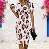Women Plus Size Round Neck Short Sleeve Camo Printed Fitted Midi Dress