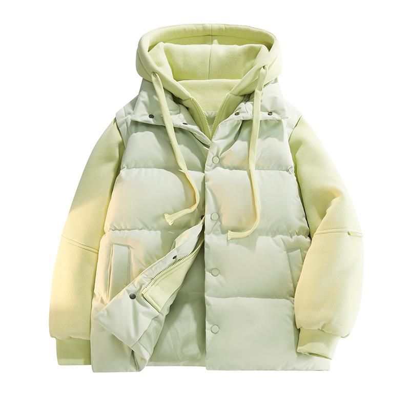 Men's Faux Two-Piece Hooded Puffer Jacket - Thick, Warm, Loose Fit