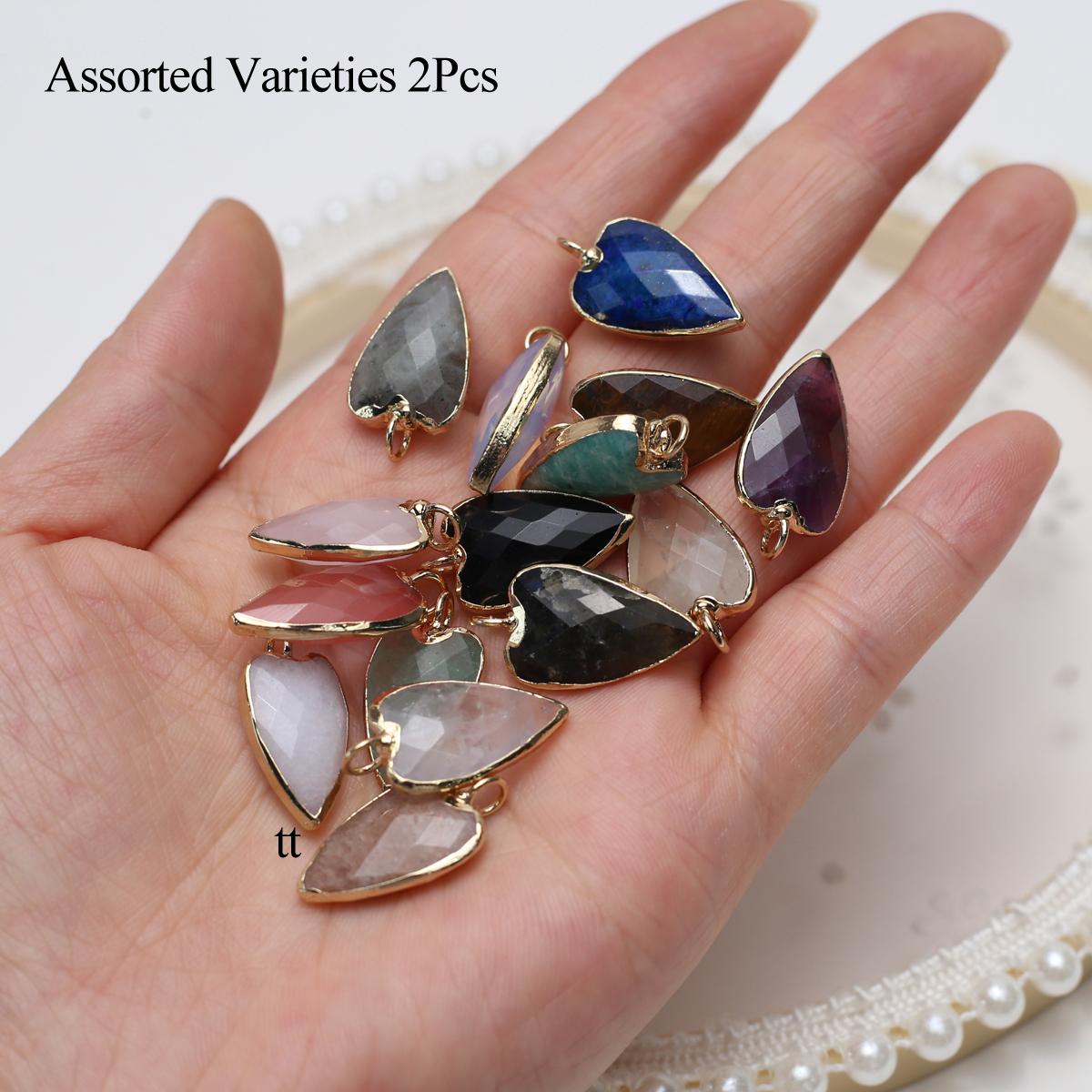 

2 шт., Модный кулон в форме листа из натурального камня с золотистым краем, Целебные кристаллы Лазурит Аметист Подвески-самоцветы для изготовления ювелирных изделий DIY поделок 2Pcs/12×22mm