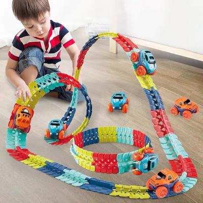 Changeable Track With LED Light Race Car Flexible Railway Toys Kit Car Diy Assembled Racing Track Set Creative Toys For Children