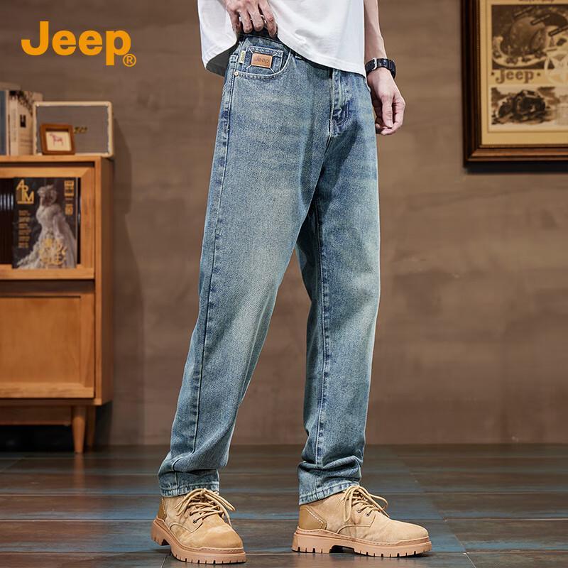 JEEP Men's Loose Straight-Leg Jeans