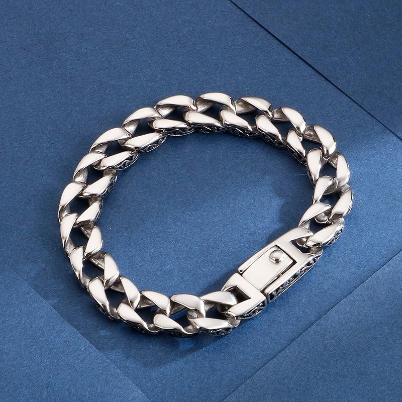 316L Stainless Steel Men's Charm Bracelet Retro Bracelet Man High Quality Cool Male Bikers Jewelry Accessories On Hand Curb Chain