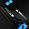 6.0" Black Elastic Handle Barber Scissors - Straight & Thinning Shears for Hairdressing