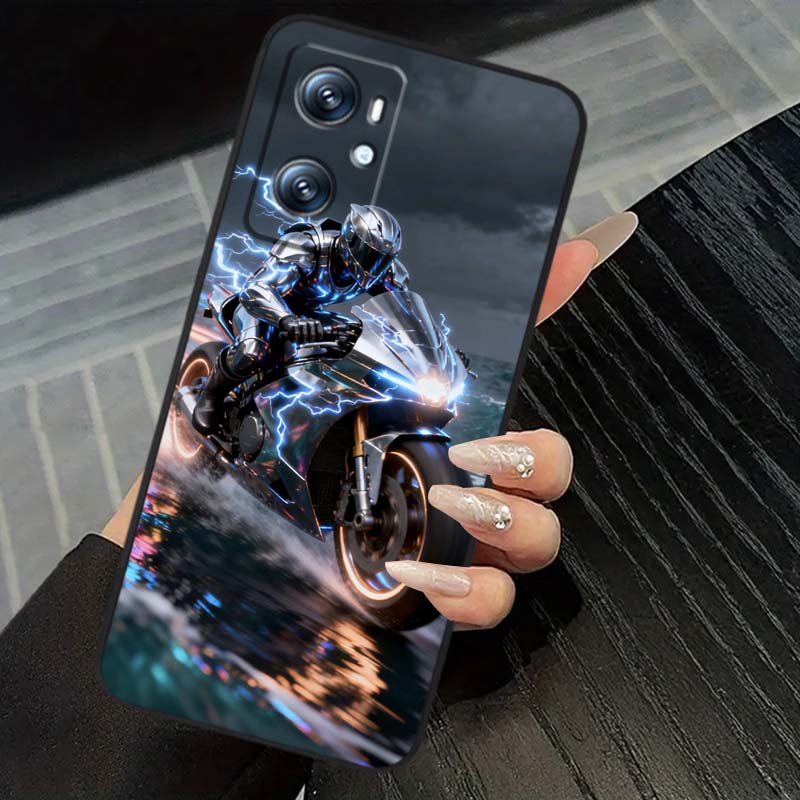 Creative motorcycle rider cool For OPPO Reno 5 6 7 A96 A40 A58 Realme GT A74 A78 Neo2 A74 A78 Find X5 X3 X7 X8 Black Phone Case