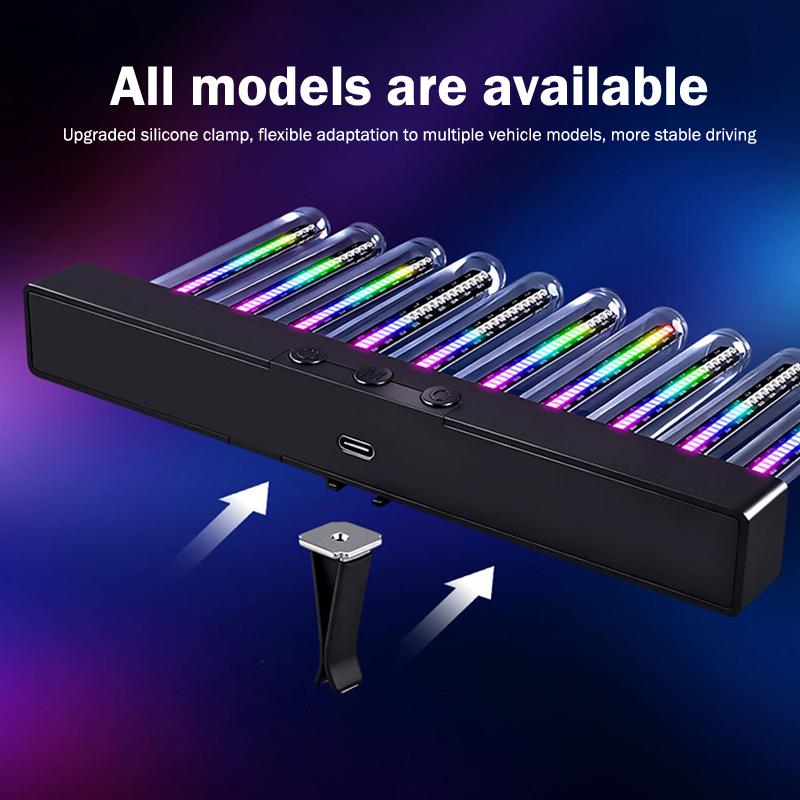 Car RGB Pickup Light Dynamic Gradient Sound Control Light Universal Air Vent Dashboard Car Interior Ornament Auto Interior Light