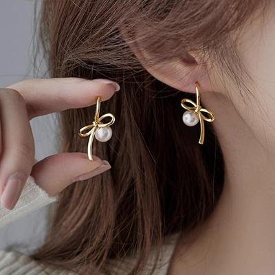 Female Niche Fashion Versatile Bow Earrings