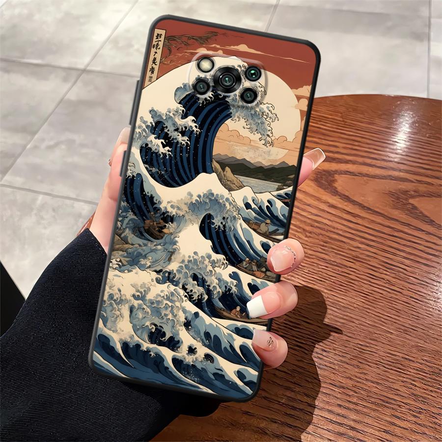 Funda Phone Cover Case for Xiaomi Poco F8 X3 X4 X5 X7 Pro C71 C75 C61 F3 M5 C50 M3 M4 M7 F1 Cartoon Wave