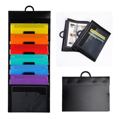 Cartella portadocumenti da appendere con 6 grandi tasche, portatile, pieghevole, salvaspazio, da parete