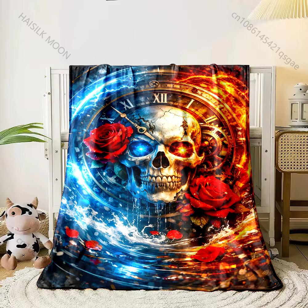 

Fire and water clock with flowers Print Adult Children Warm Blankets Home Travel Car Soft Comfortable Suitable for all seasons 75x100cm