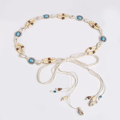 Bohemian-style Waist Rope Woven and Knotted, Ethnic Style Handcrafted Wooden Bead Women's Belt, Casual Vacation Style Exquisite Waist Rope