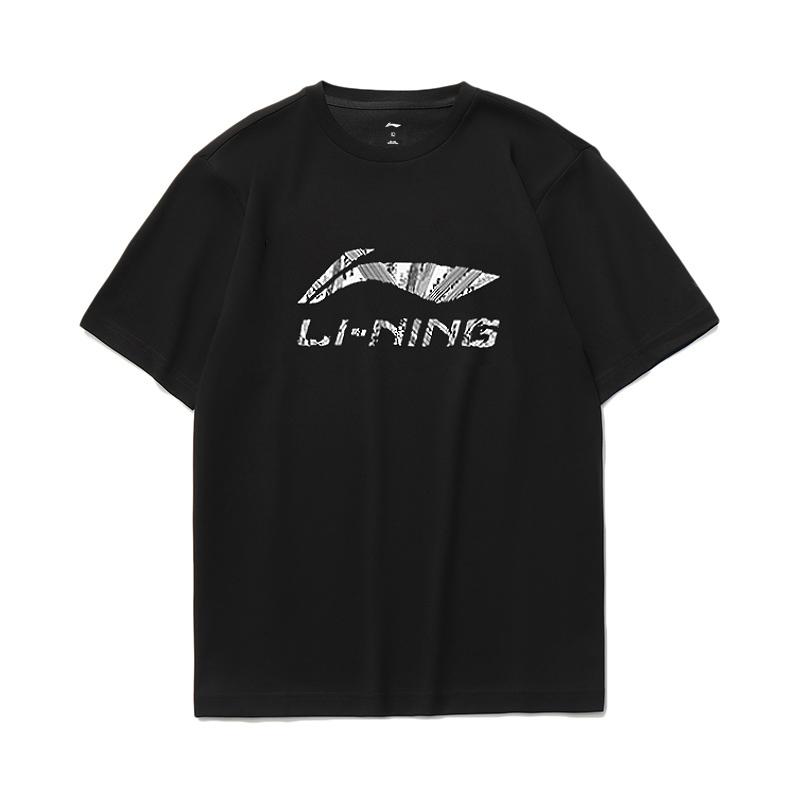 Li-Ning Letter Logo Printed Slim Fit T-Shirt And Cuffed Pants Casual Sports Set Men Sets Black ATST631-1+AYKT551-1