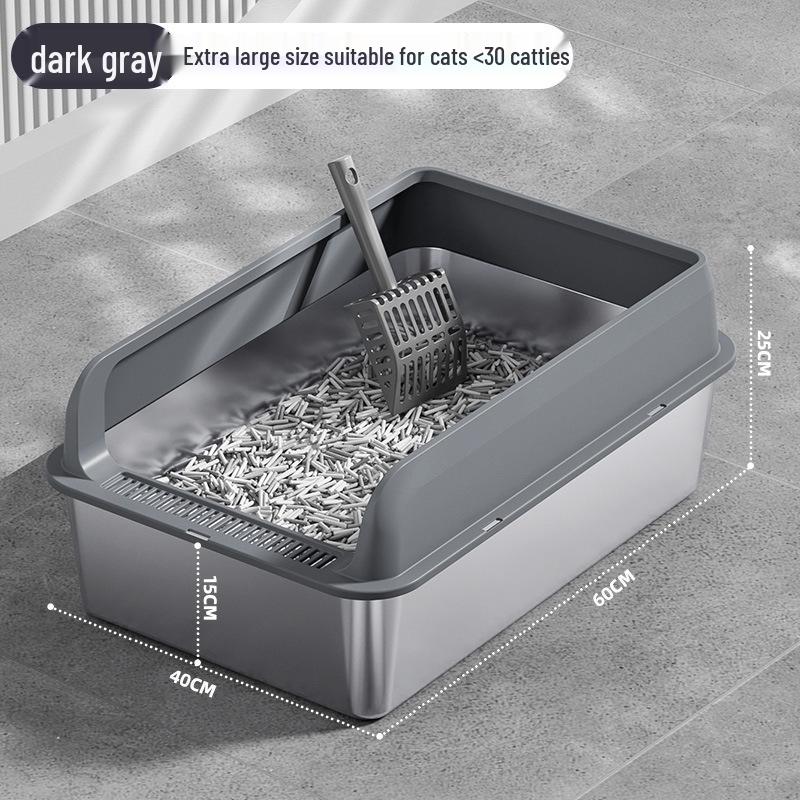 Luxuriöse spritzwassergeschützte Katzentoilette mit großem Raum, hohem Rand und Edelstahleinsatz für Weihnachten