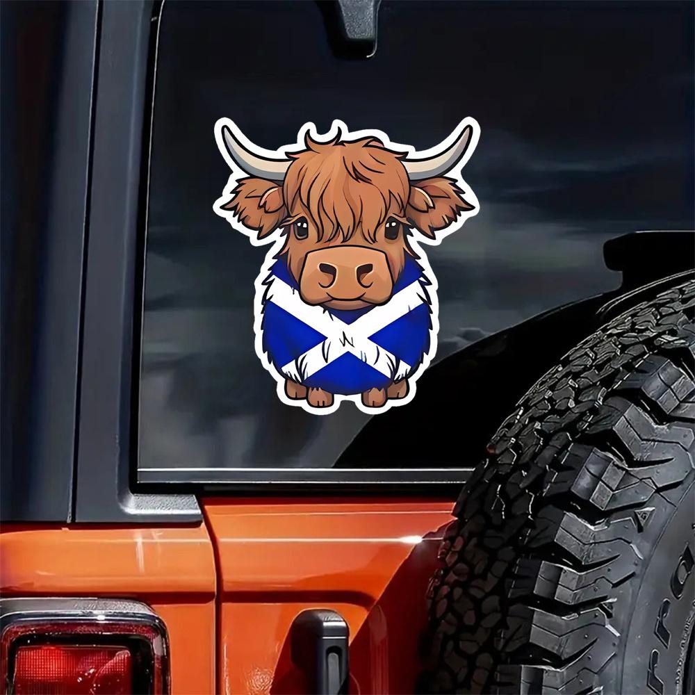 Cute Scottish Highland Cow Vinyl Decal Sticker - Durable Waterproof Artwork for Laptops Cars Bins And More Q138