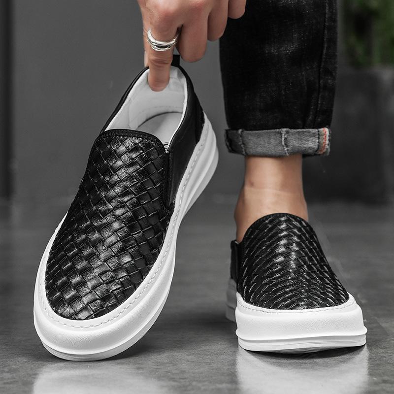 2025 Spring Autumn Shoes Mens Loafers Flat Genuine Leather Mens Casual Shoes Cool Street Style Male Footwear Slip-on Black
