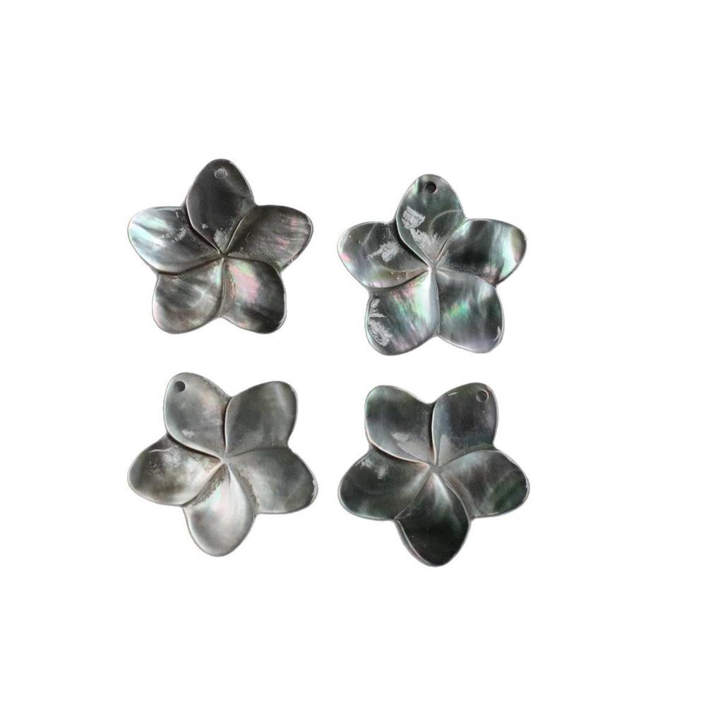 Natural Mother-of-Pearl Shell Petals: Black & White Single Hole Five-Pointed Flower DIY Ornament Accessory.
