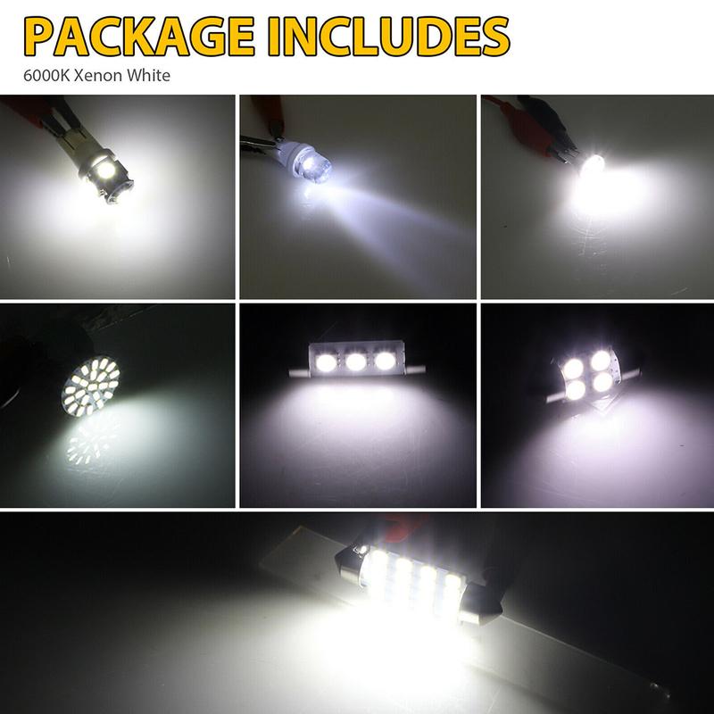 42pcs/set Auto Car Interior White LED Lights Dome Door Trunk License Plate Luggage Lamp Indoor Reading Light Mixed Accessories K